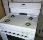 Clean white stove top after a deep clean.