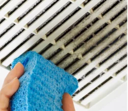dust-vent Example of dusting a bathroom steam vent for a move out deep clean service.