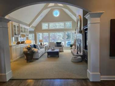 Clean and well kept modern living room after a routine clean.