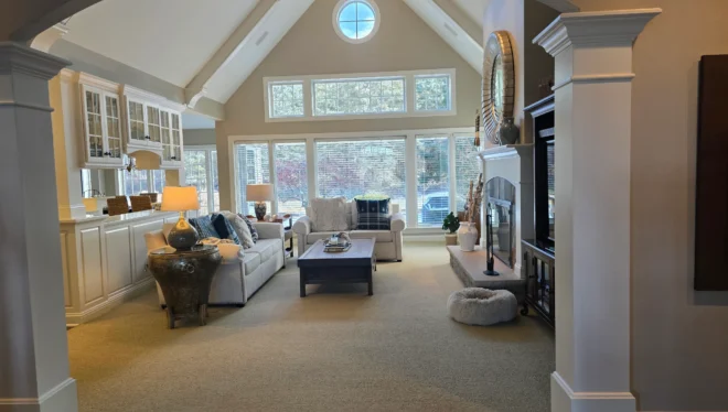 Clean and well kept modern living room after a routine clean.