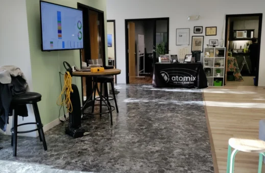 Clean open office floor after a routine cleaning.