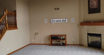 Clear vacuum lines after a move-out deep clean in a large living room.