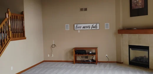 Clear vacuum lines after a move-out deep clean in a large living room.