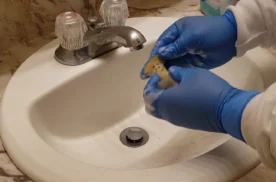 scrub-clean-misc-items Scrubbing small bathroom items clean for a move out deep cleaning service.