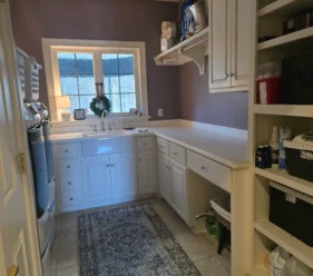 Tidy laundry room after a routine clean.