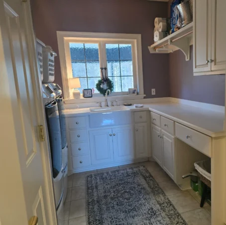 Tidy laundry room after a routine clean.